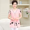 Large Size Women Short Sleeve Chiffon Shirts Mother Double-deck Blouses Fashion Flower Print Tops Pullover Plus Size XL-4XL W919 3