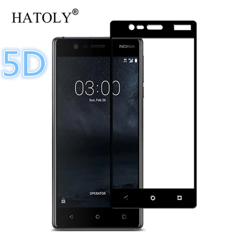 

Hatoly 5D Tempered Glass For Nokia 3 Full Cover 5D Screen Protector For Nokia3 Curved Edge Glass For Nokia 3