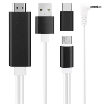 

Micro USB Type C to HD 3.5mm Audio Cable 1080P USB HD Converter Cord Replacement for Samsung/Xiaomi Mobile Phones