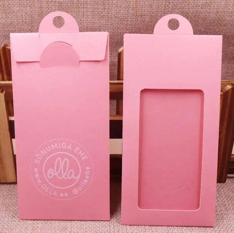 Custom logo Clear PVC window hanger Boxes 1000pcs black jewelry package