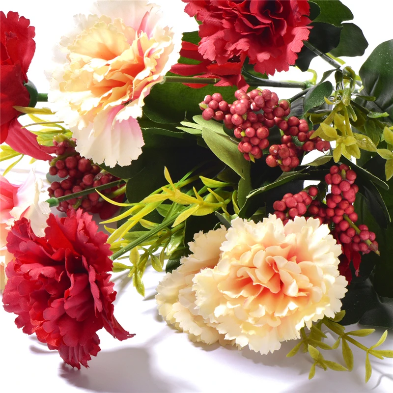 10 голов великолепные искусственные гвоздики цветы Букет DIY цветок день матери подарки свадьба дома Рождество украшение