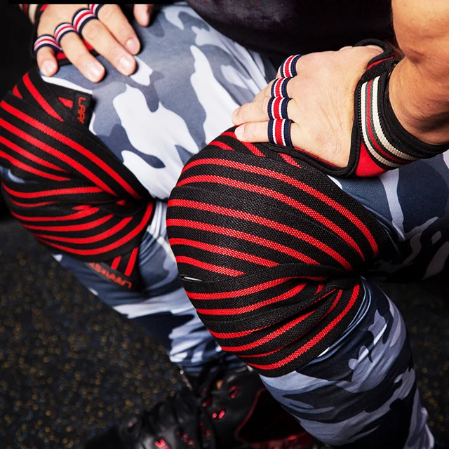 US $5.78 1pcs Knee Wraps Men Fitness Weight Lifting Sports Knee Bandages Squats Training Equipment Accessori