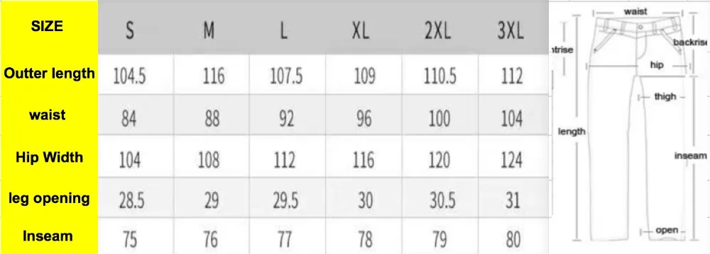 GS SPEED 902 textile pants   size chart