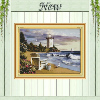 

The lighthouse landscape paintings 11CT patterns printed on canvas DMC 14CT chinese Cross Stitch Needlework Sets Embroidery kits