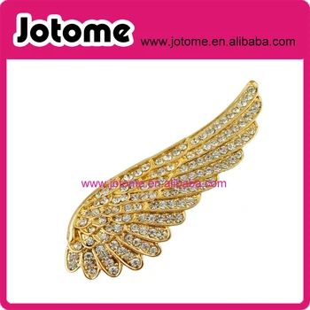 

Angel wing brooch pin women jewelry gift wholesale gold rhinestone wing brooch pin
