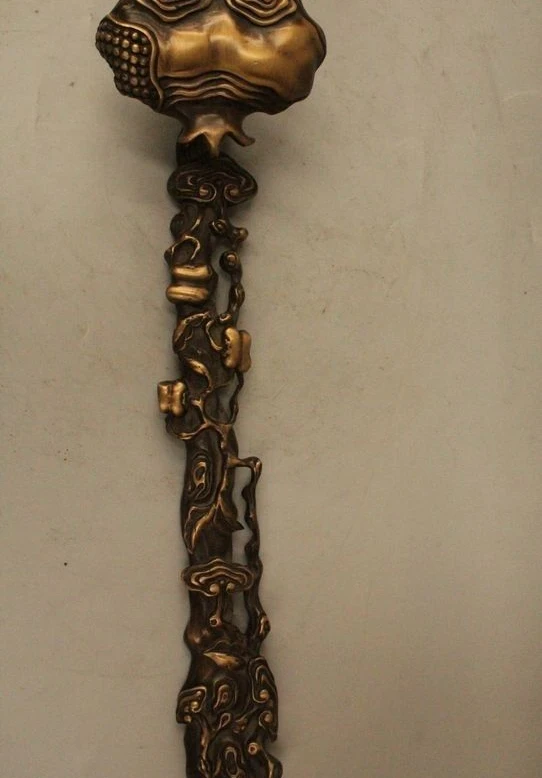 

14"Chinese Dynasty Palace Bronze Lucky Auspicious Ganoderma lucidum Ru Yi