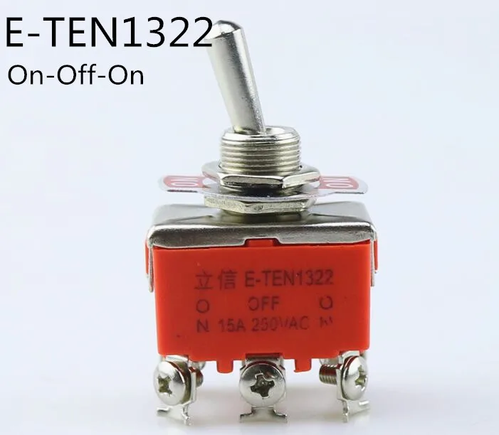 Высокое качество 1 шт. E-TEN1322 15A/250 V 6 pin водонепроницаемая крышка ПЕРЕКЛЮЧАТЕЛЯ ВКЛ-ВЫКЛ-ВКЛ миниатюрный переключатель Переключатели оранжевый