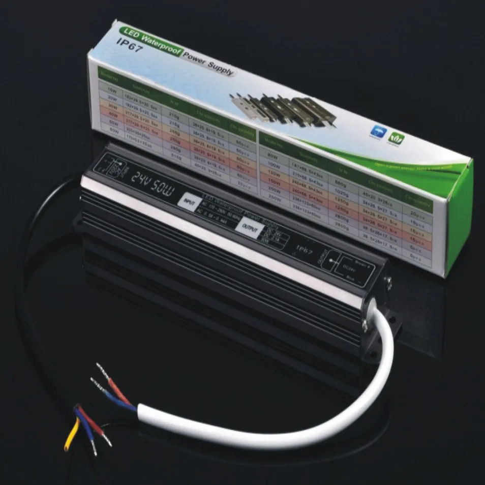 

12V50W 4.16A Waterproof IP67 Power supply, Constant Voltage 90V-130V or 170V-250VAC optional 202*35*24mm
