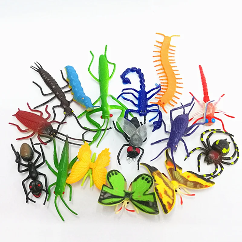

15Pcs/Lot Simulation animal Mini emulation insect Dragonfly centipede Mantis spider Butterfly Ant Scorpion wholesale