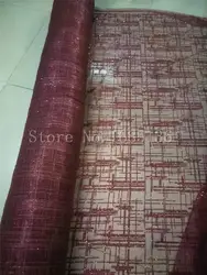 H-51139 высокого качества темно-красный наклеенного блеск тюль сетка кружевной ткани для вечерние специальный шаблон Африканский вышивка