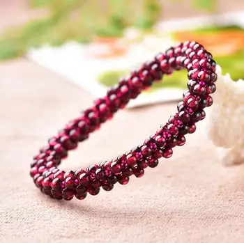 

Natural Wine Red Garnet Beads Bracelet AAAAA free shipping
