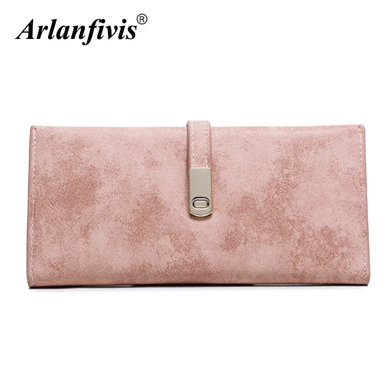 

Arlanfivis New 2018 Fashion Vintage Long Purse Women Wallet Matte PU Leather Ladies Purses Female carteira feminina Credit Card