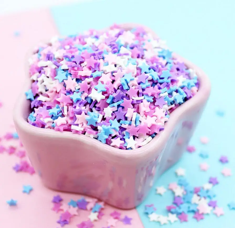 100g Faux Food Craft Confetti DIY Jewelry Resin Pendant Embellishments Charms Decor Polymer Clay Toppings Rainbow Fake Sprinkles - Цвет: DIY0151-starD
