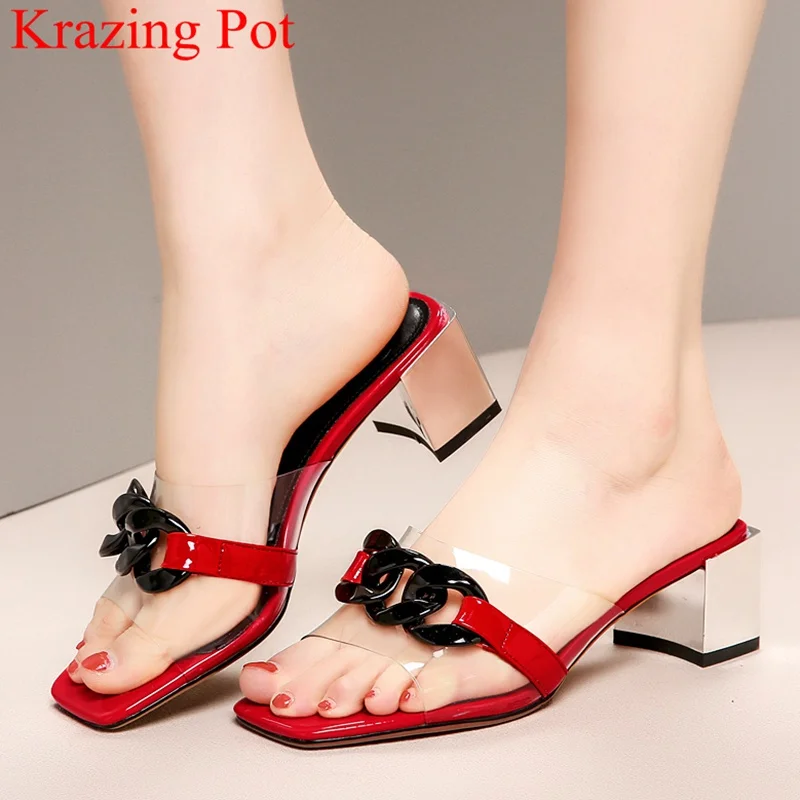 

superstar big size peep toe chain high heels women sandals office lady slingback vacation mules elegant summer jelly shoes L9f4