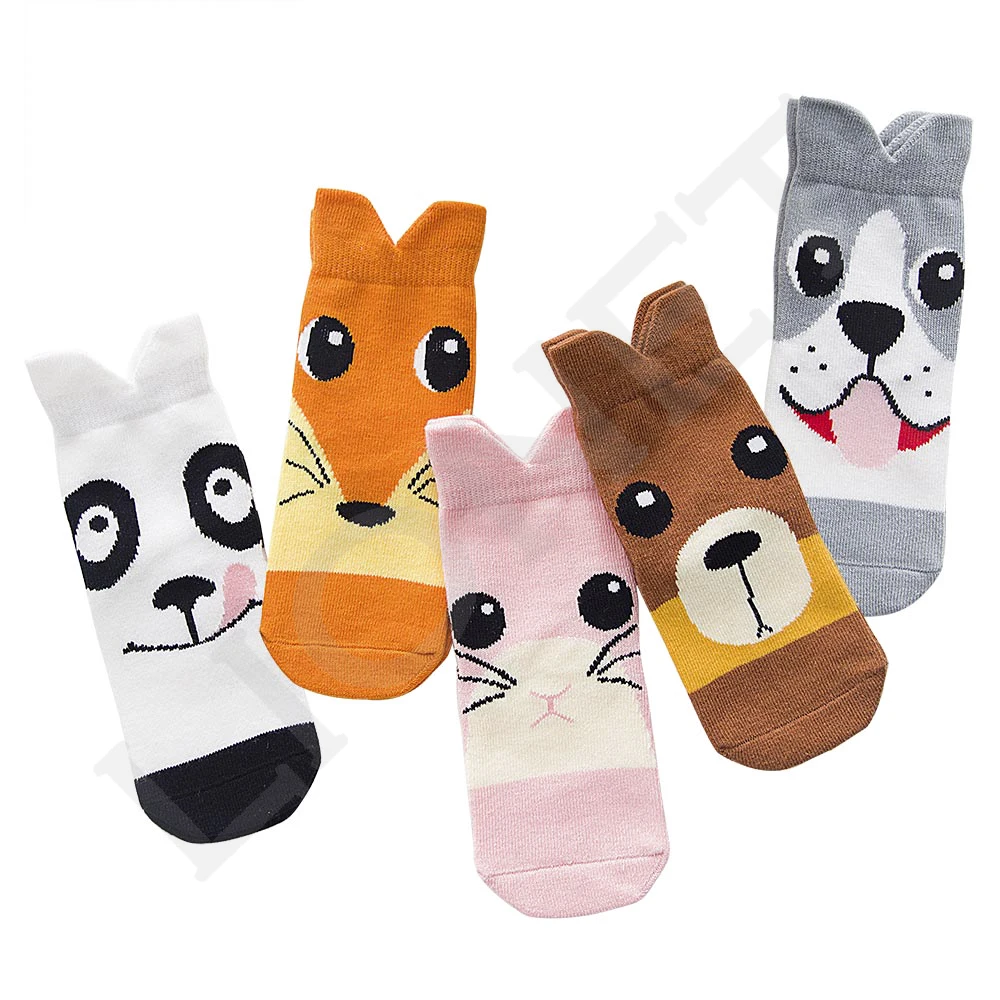5 пара/лот, 7 видов, стильные хлопковые детские Носки с рисунком Kawaii Дышащие Детские носки для мальчиков и девочек подходит для От 1 до 12 лет