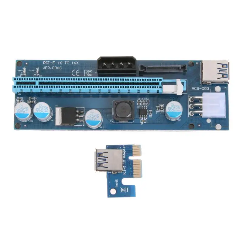 PCIe 1X 4x 8x 16x Extender Riser USB 3.0 PCIE Riser Card Express Adapter SATA molex 15pin to 6pin 8pin Power Cable for Mining