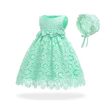 Free Shipping Cute Cotton Lining Infant Dresses 2019 New Design Green Baby Dress For 1 Year Birthday Toddler Party Gown with Hat 2017 real adk baby girls christening gown custom toddler infant elegant dresses palace with a hat design handband gift bc12