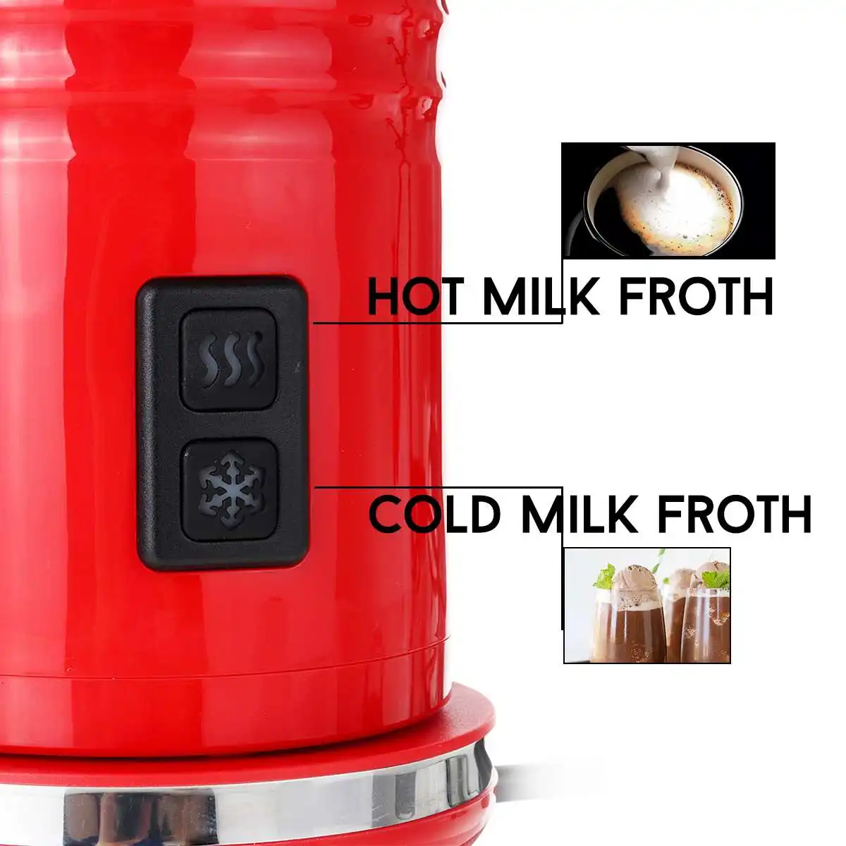 220V Electric Hot / Cold Milk Frother Foamer Warmer Latte Cappuccino Coffee Temperature Keeping with Pull Cup Flower Needle Tool