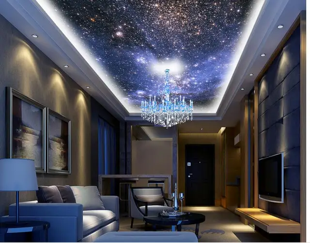 Delightful Ceiling Wallpaper Part - 6: Customized Wallpaper For Walls Home Decoration Night Sky Zenith Ceiling Design Sky Ceiling Wallpaper