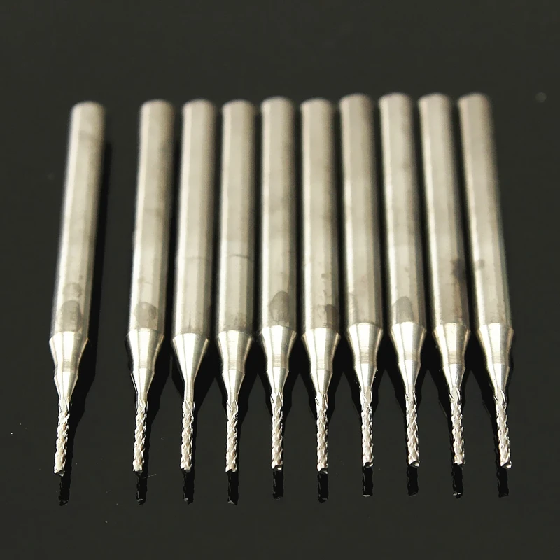 

10CPS 0.8mm Milling Cutter Set Tungsten Steel Micro Mini Carbide Engraving Drill Bit PCB Plastic Hard Alloy Drilling Bits 3.175