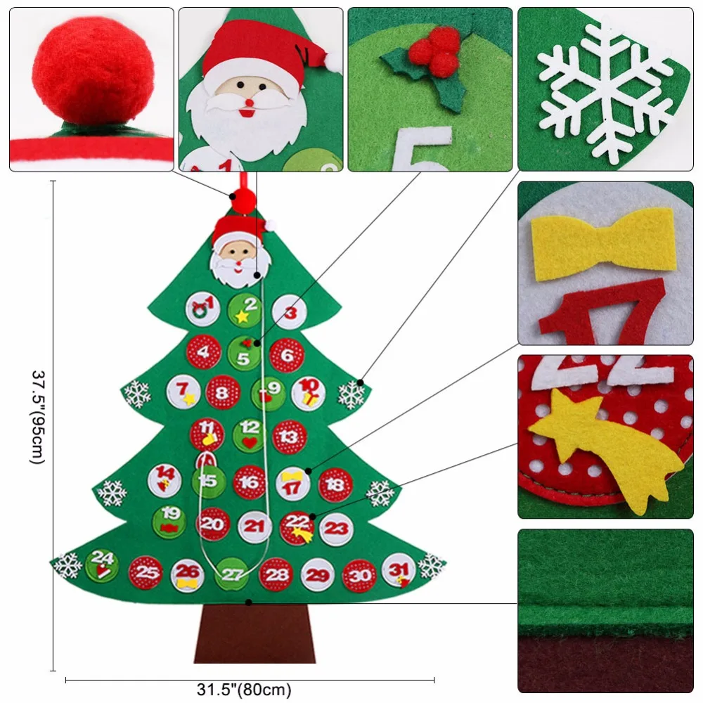 Ourwarm Felt New Year Advent Calendar Decoration Countdown Ourwarm Felt New Year Advent Calendar Decoration Countdown Christmas Date 31 Tree Decorations In Calendars From