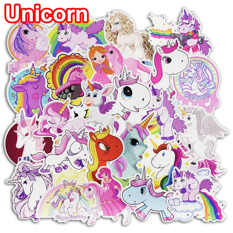 

100 Pcs Unicorn Stickers toys for Laptop Skateboard Luggage Car Styling Bicycle Motorcycle Doodle Decals toyWaterproof Sticker