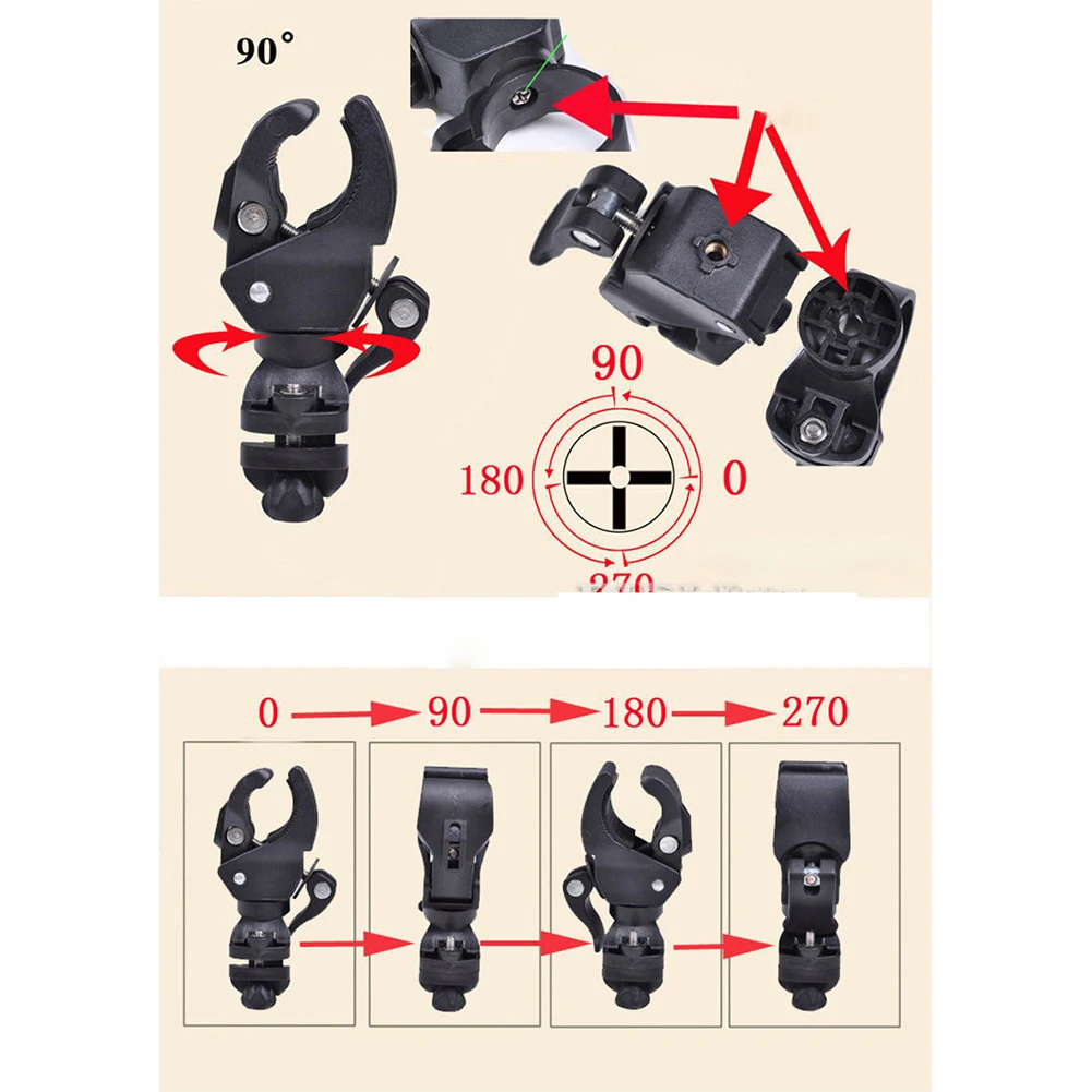 90 градусов вращающийся кронштейн Запчасти для велосипеда зажим ручка бар лампа Стенд крепление зажим регулируемый велосипедный светодиодный светильник держатель аксессуар