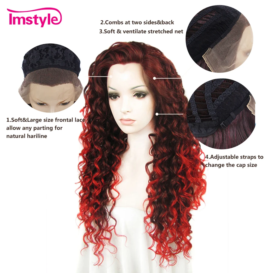 Искусственные волосы Imstyle Жокейские красные термостойкие 26 дюймов|wig lace front wig|wig