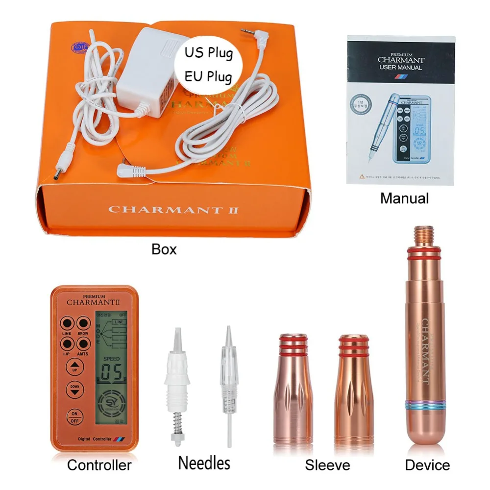 

Charmant Permanent Makeup Rotary tattoo Machine kit For Eyebrow Tattoo Lip Eyeliner Microblading Digital MTS Pen with Cartridges