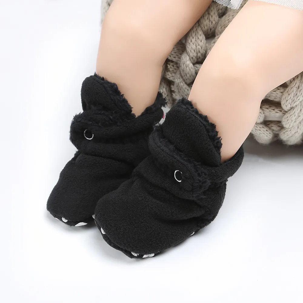 Baby Cozy Fleece Booties with Non Skid Bottom Infant Warm Winter Crib Shoes