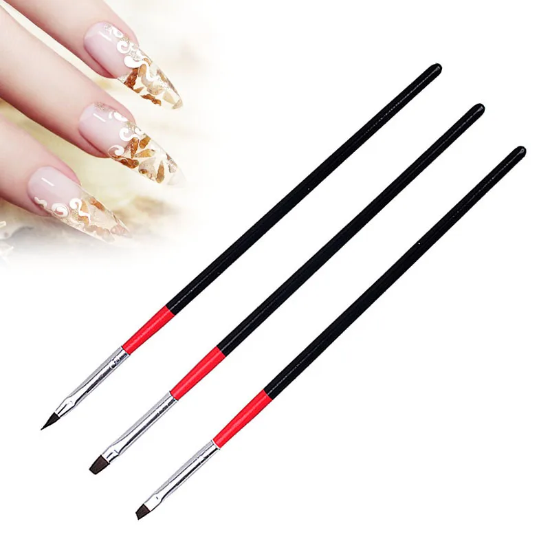 

3pcs/lot Nail Art Brush Pens UV Gel Nail Polish Painting Drawing Brushes set Black Handle Manicure Tools Set Kit