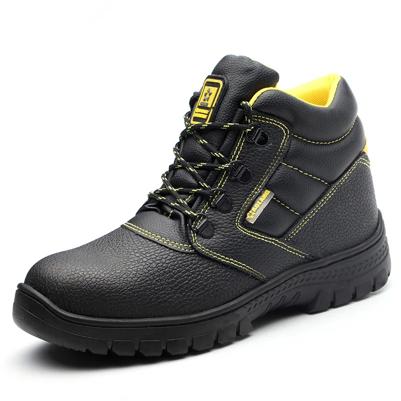 mens casual large size steel toe cap work safety shoes genuine leather ...