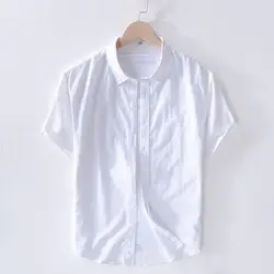 Мужские льняные рубашки с короткими рукавами тонкие cultivate one's morality удобные из дышащего хлопка рубашки