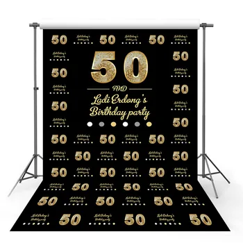 

Photography Backgrounds Studio Step and Repeat Black Chalkboard Gold Luxury Adult 50th Birthay Party Decor Photocall Banner