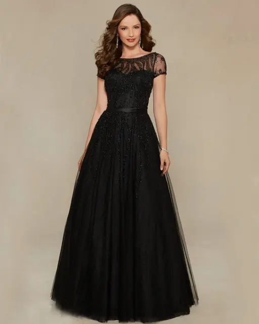 Style 71328 Tulle Elegant Gowns Black Mother Of The Bride Dresses Style 71328 Tulle Elegant Gowns Black Mother Of The Bride Dresses Short Sleeve Evening