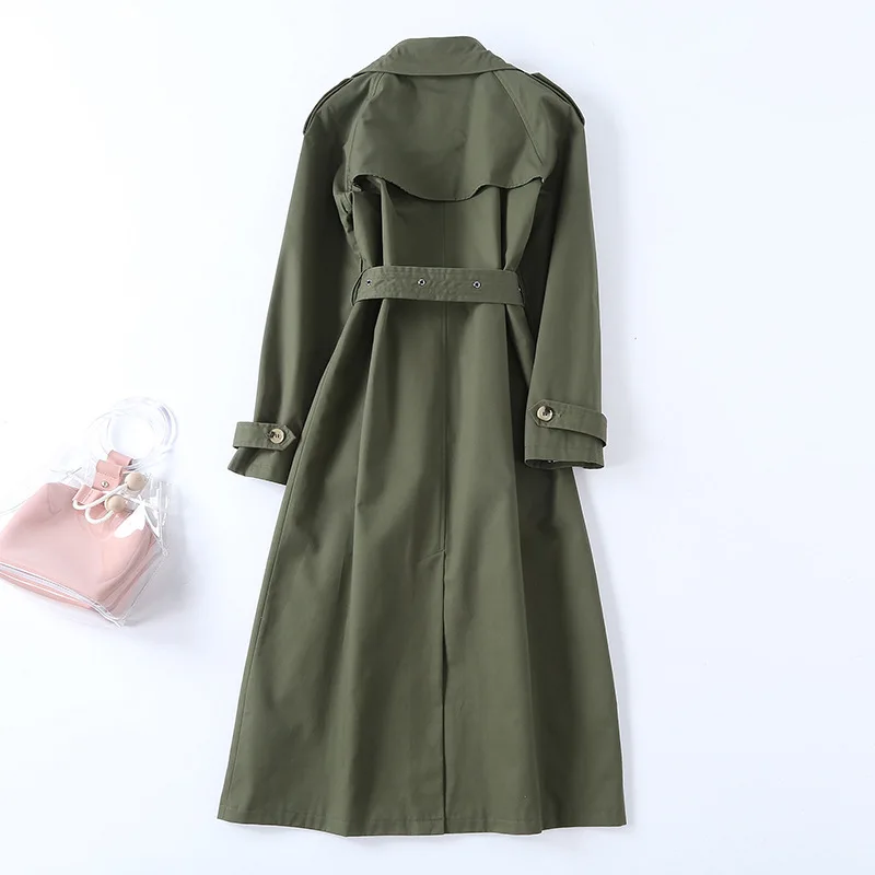 England style women Trench coat 2019 spring autumn elegant belt double breasted overcoat Women's windbreaker coat D909