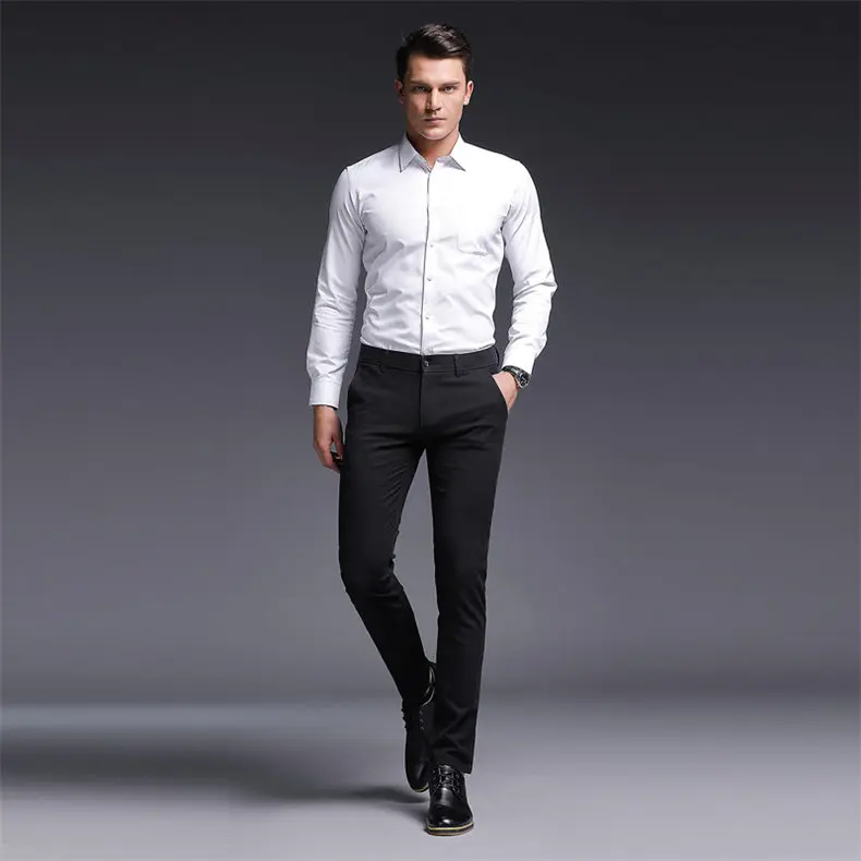 2018 Autumn New Fashion Pants Men Slim Fit Classic Casual Mens Pants Full Length Male Pants Black Blue Cream Plus Size 38 40-04