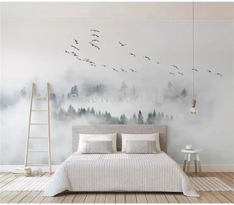 Personalizado Moderno Simples Pássaro Mural Papel De