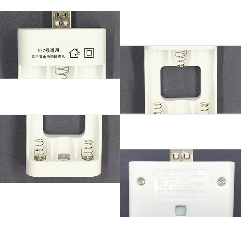 3 слота Универсальный 3,6 V зарядное устройство адаптер с USB Интеллектуальная Зарядка для Ni-Cd перезаряжаемые батареи AA AAA