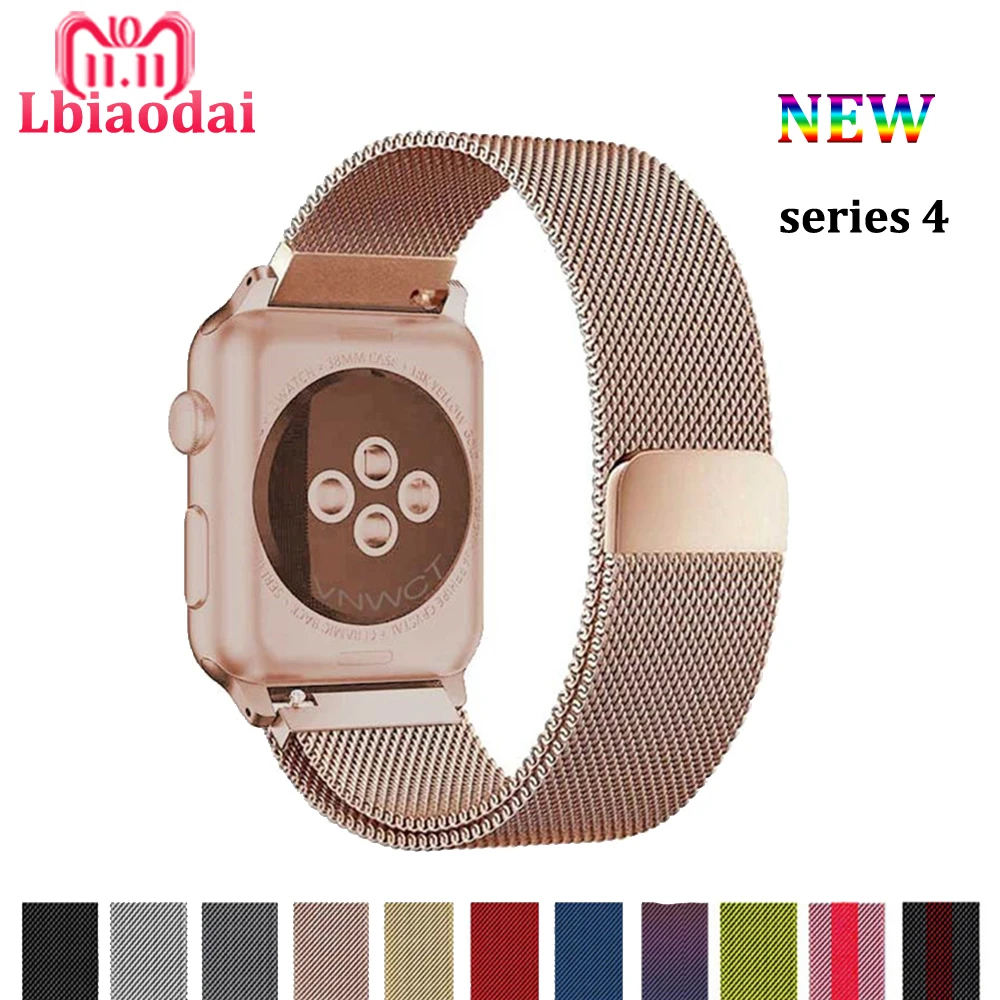 

Milanese lonp strap For Apple Watch band 4 3 2 140mm 44mm 42mm 38mm correas Stainless Steel watchband Bracelet magnetic buckle