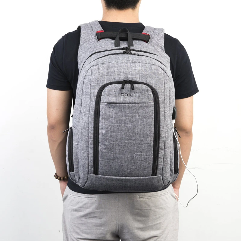 

DTBG 17.3" Laptop Backpack Men Smart Bag Preppy Waterproof Large Capacity School Bags Travel Notebook Rucksack Gray Soft Mochila