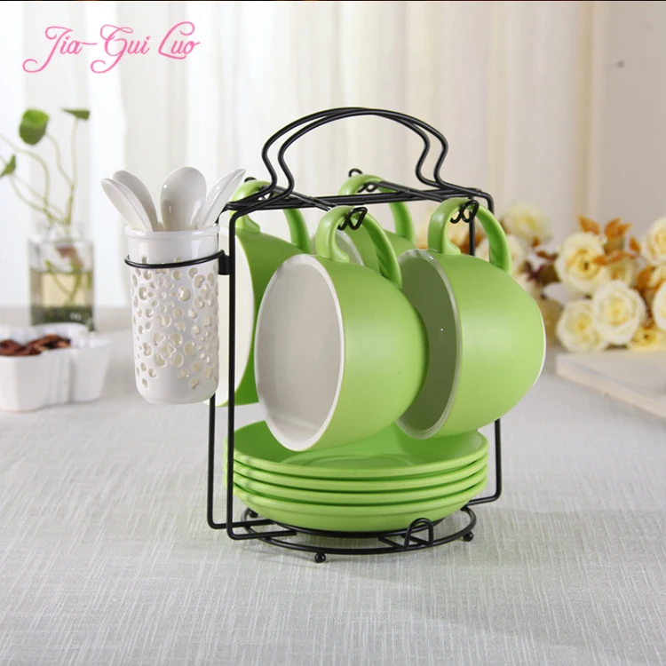 

Jia-gui luo 300ML European ceramic coffee set,four cups simple retro high-end multi-color optional home kitchen supplies