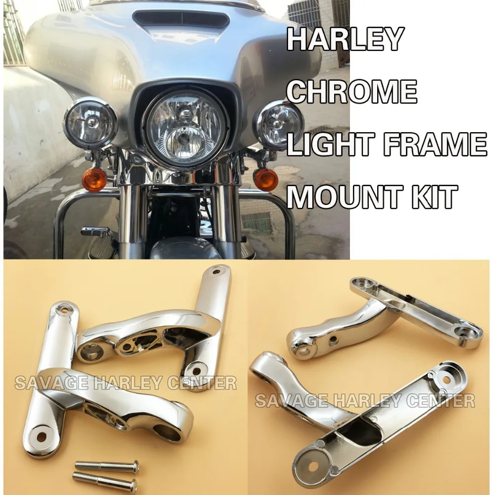 Chrome Auxiliary Lighting Brackets Kits For Harley Touring Street Glide