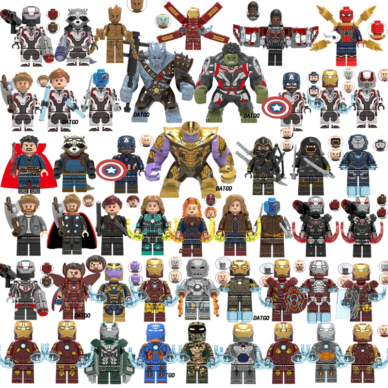 

Marvel Avengers 4 Super Heroes Legoings Endgame iron man Captain America Spider war Thanos Hulk Building Blocks Figures Toys