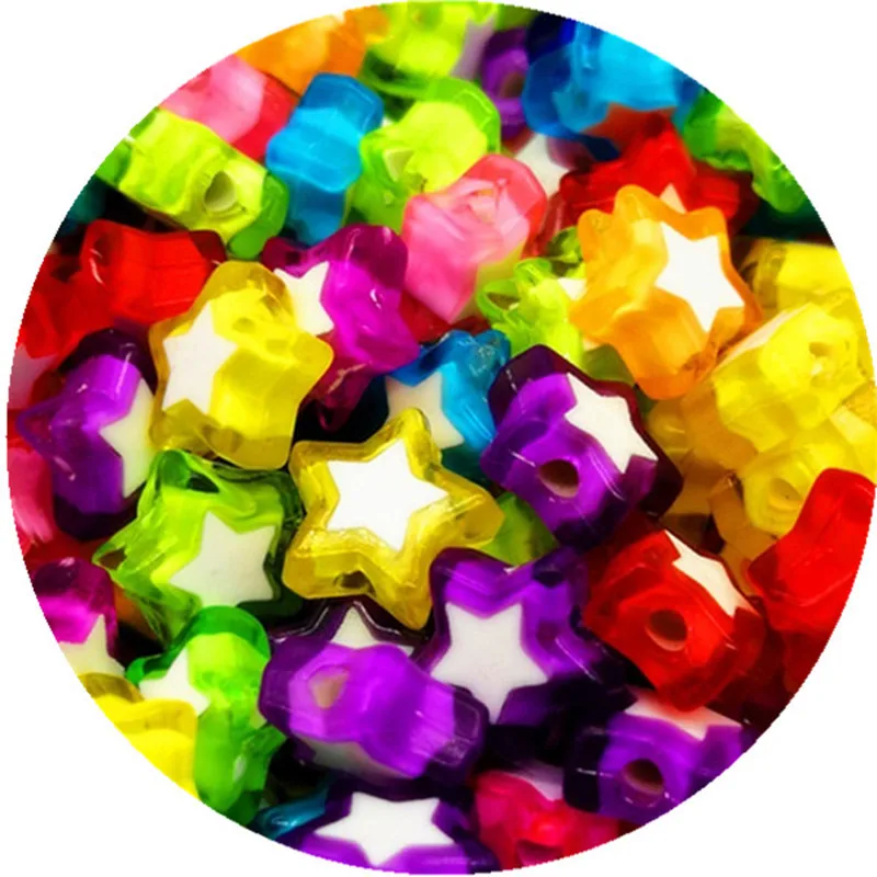 

4*10mm 100Pcs/Lot Fashion Cheap New Pentagram Acrylic Beads Candy Color Acrylic Spacer Beads Jewelry Accessoires Wholesale