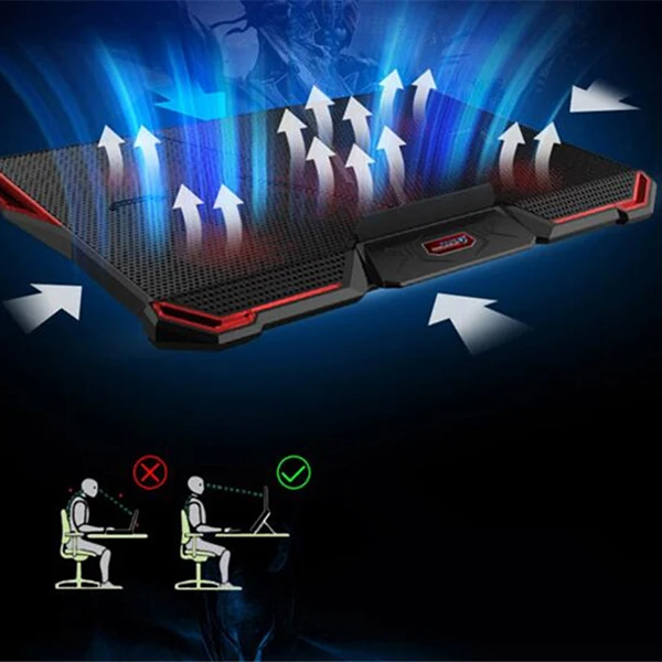 Охлаждающая подставка для ноутбука с тишиной 5 шт. светодиодный вентилятор USB 2,0 регулируемый держатель для ноутбука для macbook air/pro 12 13 14 15,6 17,3