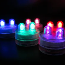 100 шт./лот) CR2032 Батарея двойной 2 светодиодный 11 Цвета Свадебные украшения ПОГРУЖНОЙ водонепроницаемый мини-светодиод свеча, чайный свет