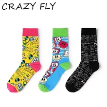 Магазин Crazy Fly зимние Веселые носки весна лето креативная красочная буква мультфильм японский Харадзюку леди хлопок длинные Веселые носки