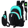 De moda de los hombres de carga USB luminosas de noche Mochila tiburón portátil Mochila bolso para el pecho adolescentes bolsa de la escuela Mochila bolsa de viaje Negro ► Foto 2/6
