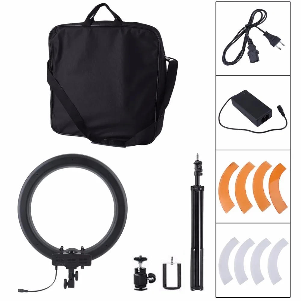 

Photographic Light Dimmable Camera Portrait Studio Ring Lamp Video Light With Tripod Stand RL-18LED EU Plug